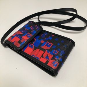 Gucci Flap Crossbody Bag Printed Coated Canvas Mini black, blue and orange/red